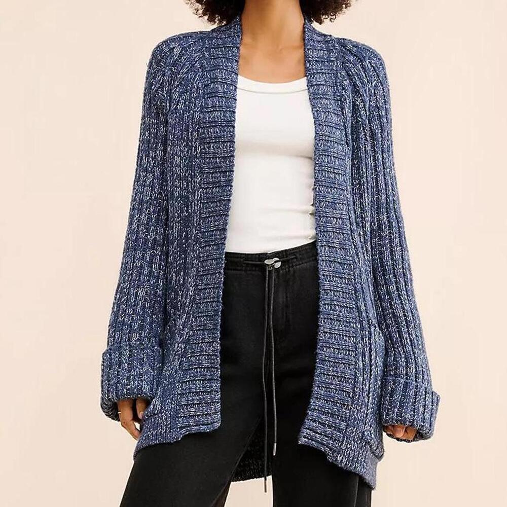 Free People Blossom Knit Cardigan in Blue